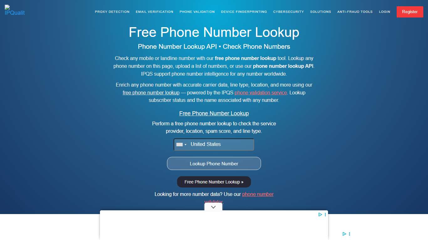 Free Phone Number Lookup Tool Phone Number Lookup API